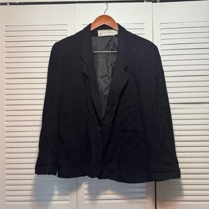 Vintage Evan Picone Womens Black Blazer Jacket Lined Business Career Size 14